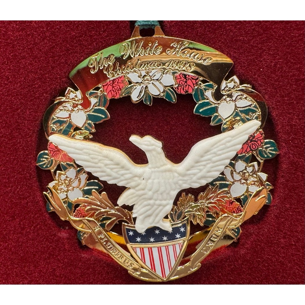 1998 White House Historical Association Christmas Ornament With Box & Papers